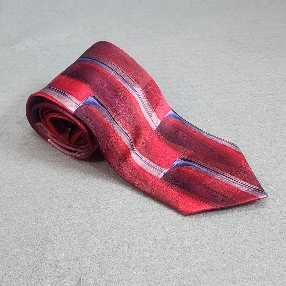 J. Garcia Necktie Red Purple Abstract Silk Northern Lights 37 Mens OS